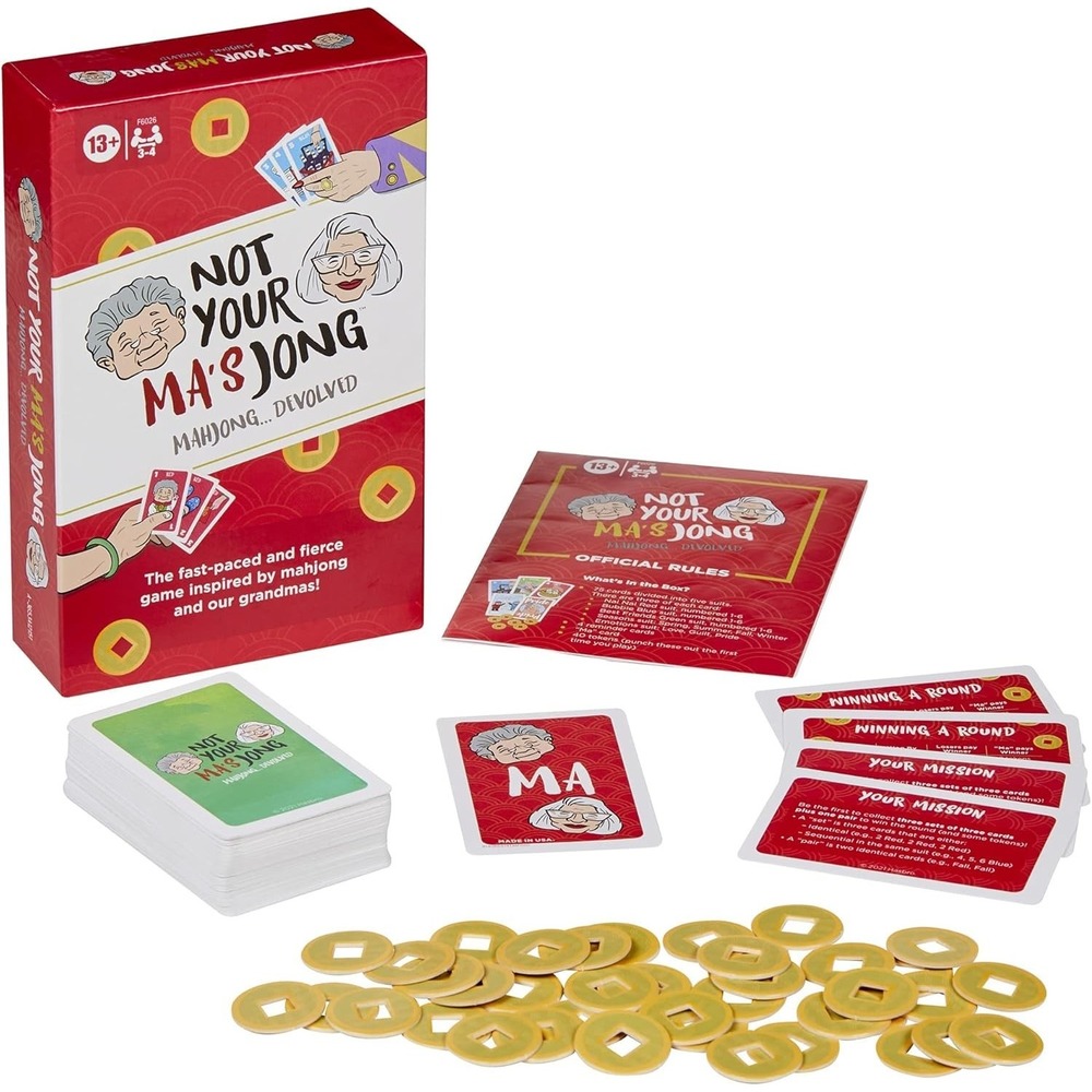 Hasbro Not Your Ma's Jong – Fast Card Game for 3–4 Players, Fun Twist on Mahjong - Picture 11 of 11